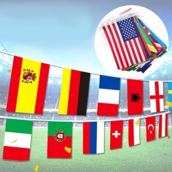 Ghirlandă cu Steaguri Internaționale din 100 de Țări, Șirag Banderole Steagurile Lumii pentru Fotbal, Baruri Sportive, Terase, Campionatul Mondial și Jocuri Olimpice, Poliester Rezistent de Interior și Exterior - Img 7