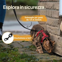 Ham Reglabil pentru Pisici cu Lesă 1.4 m, Neopren Ușor, Mărime S, Negru cu Elemente Reflectorizante - Img 3