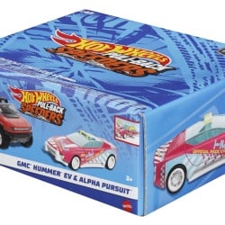 HOT WHEELS SET 2 MASINUTE METALICE PULL BACK GMC HUMMER EV SI ALPHA PURSUIT 1:43 - Img 2