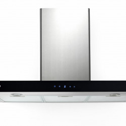 Hota incorporabila decorativa Heinner DCH-6590TIX, Putere absorbtie 623.9 m3/h, 1 motor, 90 cm, Control touch, Timer, Inox + front sticla neagra