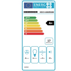 Hota incorporabila decorativa Heinner HDCH-6060RGBK, Control touch, Afisaj LED, 1 Motor, Putere de absorbtie 566 m3/H, Lumina LED, 60 cm, Sticla neagra - Img 3