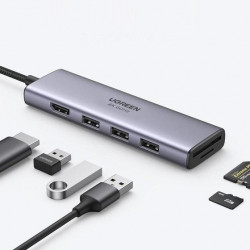 HUB multifunctional Ugreen USB tip C - 3x USB 3.2 Gen 1 / HDMI 4K 60Hz / cititor de carduri SD și TF gri (60383 CM511) - Img 7
