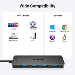 HUB Ugreen CM219 cu 4 porturi USB-A 3.0 și cablu USB-A 3.0 - negru - Img 4