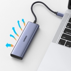 HUB Ugreen CM511 20956A 6in1 USB-C - HDMI / 3x USB-A 3.0 / cititor de carduri SD/TF - gri - Img 5