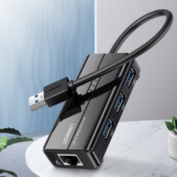Hub Ugreen multifunctional USB 3.0 HUB 3x USB / network adapter RJ45 Giga Ethernet black (20265) - Img 3