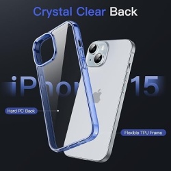 Husa de protectie JETech pentru iPhone 15, tehnologie anti-ingalbenire, spate transparent si margini rezistente la socuri, Albastru - Img 2