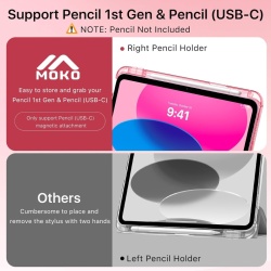 Husă de Protecție MoKo cu Stand pentru iPad 11 Gen (2025 / A16) și iPad 10 Gen (10.9" 2022), Roz (Watermelon Pink), Piele PU, Spate Translucid, Funcție Auto Sleep/Wake și Suport Stylus - Img 4