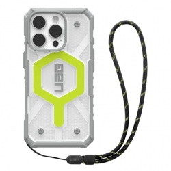 Husa MagSafe pentru Apple iPhone 16 Pro, Urban Armor Gear, Pathfinder Clear with Lanyard, Verde