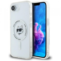 Husa MagSafe pentru Apple iPhone 16e, Karl Lagerfeld, IML Choupette's Head, Alba