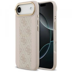 Husa MagSafe pentru Apple iPhone 17 Air, Guess, 4G Stripe, Roz