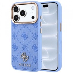 Husa MagSafe pentru Apple iPhone 18 Pro / 17 Pro, Guess, Peony 4G Small Logo, Bleu