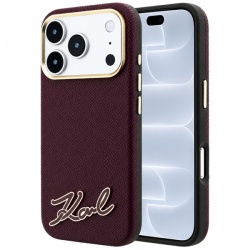 Husa MagSafe pentru Apple iPhone 18 Pro / 17 Pro, Karl Lagerfeld, Grained Resin Sign Logo, Visinie