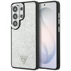 Husa MagSafe pentru Samsung Galaxy S26 Ultra S948, Guess, Fixed Glitter Triangle Logo, Argintie