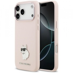 Husa pentru Apple iPhone 18 Pro Max / 17 Pro Max, Karl Lagerfeld, Choupette Metal Pin, Roz