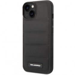 Husa Piele Ecologica - TPU Karl Lagerfeld Quilted Puffy Metal Logo pentru Apple iPhone 14 Plus, Neagra KLHCP14MPSQAK