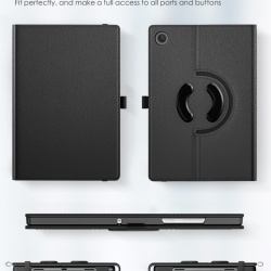 Husă Rotativă TiMOVO pentru Samsung Galaxy Tab A11+ / A11 Plus 11" (2025), Suport Pivotant 90° Orizontal / Vertical, Funcție Auto Sleep/Wake, Bandă Elastică, Piele Ecologică, Negru - Img 4