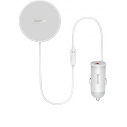 Incarcator auto wireless Baseus cu suport MagSafe 15W pentru aerisire + USB-A 25W alb (CW01)
