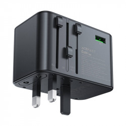 Incarcator de calatorie multifunctional Acefast Z1, 2xUSB-A, 3xUSB-C, GaN, 67W, SUA/EU/UK/AU (negru) - Img 2