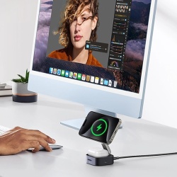 Incarcator inductiv Ugreen W702 3in1 cu MagSafe / Qi2 si port USB-C pentru telefon / casti - negru - Img 7