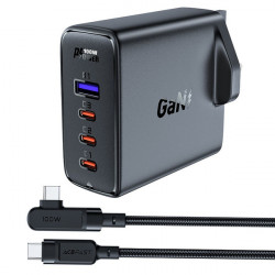 Incarcator rapid GaN UK 100W Power Delivery 3x USB C 1x USB - negru