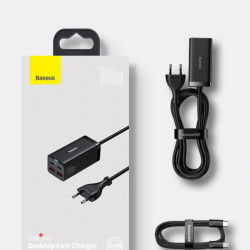 Incarcator rapid universal GaN Baseus GaN3 Pro 2 x USB tip C / 2x USB 100W PD3.0, QC4.0 +, AFC negru (CCGP000101) - Img 4