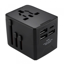 Incarcator Retea Techsuit HHT520 Travel, 15W, 3A, 3 x USB-A - 1 x USB-C, Negru