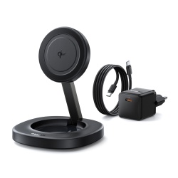 Incarcator wireless Baseus EnerFill FF11 Pliabil, 15W Qi2, Negru (incarcator retea 20W si cablu USB-C 1m inclus)