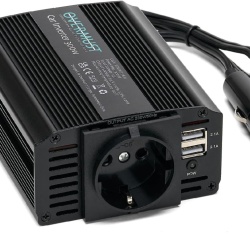 Invertor Auto 12V la 220V 300W OVERMUST, Priză AC 220V, 2 Porturi USB 2.1A, Ventilator Inteligent Silențios, Încărcare Simultană 3 Dispozitive, Protecție la Supratensiune și Scurtcircuit