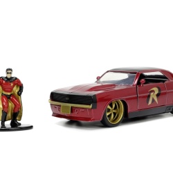 JADA BATMAN SET FIGURINA ROBIN SI MASINUTA METALICA CHEVROLET CAMARO 1967 SCARA 1:32 - Img 3