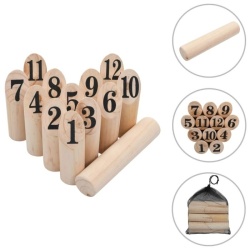 Joc de indemanare din lemn Number Kubb (Mölkky), set de exterior cu popice numerotate si bat de aruncare, pentru curte, gradina si plaja - Img 5