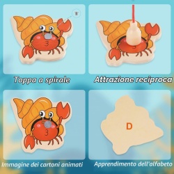 Joc de Pescuit Magnetic din Lemn Montessori, Puzzle 14 Piese cu Tablă Suport și Undiță Magnetică, Peștișori Colorati cu Litere în Engleză, Jucărie Educativă de Dexteritate pentru Copii 3+ Ani - Img 5