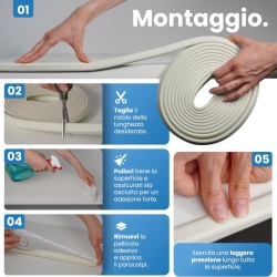 Kit Complet de Protecție pentru Copii , Rolă 6.4 Metri Bandă din Cauciuc cu Spumă Activă (Grosime 7 mm), 8 Protecții Colțuri, 4 Sisteme Siguranță Sertare și 1 Opritor Ușă, Alb - Img 2