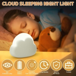 Lampă de Noapte LED în Formă de Nor (Cloud Night Light), Intensitate Reglabilă, 2 Moduri de Culoare, Acumulator 1200 mAh, Mâner din Silicon, Alb - Img 6