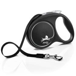 Lesa pentru caini, Flexi, Retractabil, Pana la 50 kg, L, 5 metri, Negru