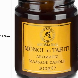 Lumânare pentru Masaj Cald Monoi de Tahiti 100 g, din Ceară Naturală de Soia, Ulei de Cocos și Oleorășină de Vanilie, Ulei Hidratant de Corp, Aromaterapie și Relaxare - Img 2