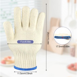 Mănuși Termorezistente de Bucătărie și Grătar AUAUY (1 Pereche), Bumbac Tricotat Dublu Strat, Rezistență până la 250°C, Design Ergonomic cu 5 Degete Ambidextru, Lungime 26 cm, pentru Cuptor, Tăvi Incinse, Fontă și BBQ - Img 8