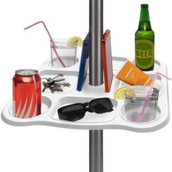 Măsuță / Tavă Suport pentru Umbrelă de Soare, Atașabilă pe Stâlp, Compatibilă cu Modelele 24002751 și DUE17905, pentru Grădină, Terasă și Plajă