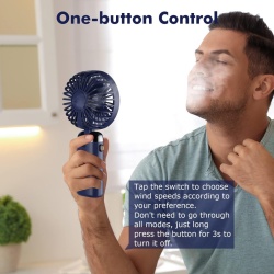 Mini Ventilator de Mână Portabil și Pliabil cu 5 Viteze, Acumulator 4200mAh, Afișaj LED, Încărcare USB, pentru Birou și Exterior - Img 6