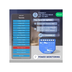 Modulul mini releu Nous B3T smart Wi-Fi cu 2 ganguri cu contor de putere si functie de control pentru rulouri/perdele (firmware Tasmota, compatibil Matter) - Img 2