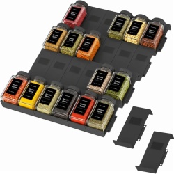 Organizator Modular Extensibil pentru Sertar de Condimente Famhap (24 Piese, Culoare Neagră), Potrivit pentru Sertare cu Lățime între 5 și 120 cm