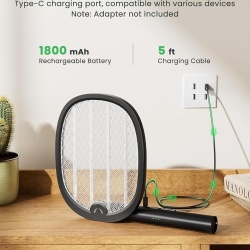 Paleta electrica anti-tantari si insecte 2 in 1 pliabila, lampa UV anti-insecte, acumulator reincarcabil 1800 mAh, zapper portabil pentru casa, terasa, curte si camping - Img 5