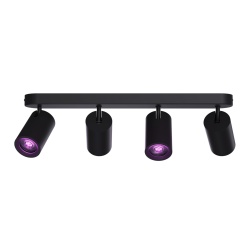 Plafoniera Calex Smart, Rotative in 4 directii, 4 Becuri GU10, 345 lumeni, clasa G, Aplicatie dedicata, Compatibil cu Amazon Alexa, Negru