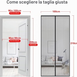 Plasă Anti-Insecte Magnetică pentru Ușă MYCARBON 100 x 210 cm, Închidere Automată cu Magneți, Montare cu Bandă Adezivă Fără Găurire, Negru - Img 7