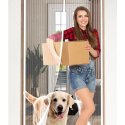 Plasă Anti-Țânțari Magnetică pentru Ușă 140 x 210 cm, Închidere Automată Silențioasă cu Magneți Neodim, Bandă Adezivă Tip Velcro Inclusă, Montaj Rapid Fără Găurire, Plasă Densă Poliester, Albă, Sigură pentru Copii și Animale