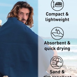 Prosop din Microfibră Fit-Flip, Compact, Ultra-Ușor și cu Uscare Rapidă, Dimensiune 50 x 30 cm, Albastru / Diverse (Ultra Lightweight & Quick Dry) - Img 6
