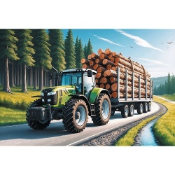 PUZZLE TREFL 100 TRACTOR FORESTIER CU LEMNE - Img 2