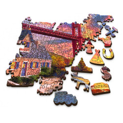 PUZZLE TREFL DIN LEMN 1000 PIESE APUS LA GOLDEN GATE - Img 3