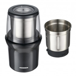 Rasnita electrica Heinner HCG-200DGIX2, rasnire umeda si uscata, 200 W, 70g, 2 recipiente, carcasa inox, Gri