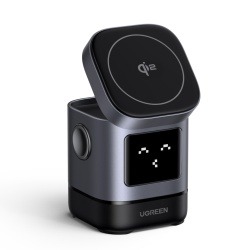Resigilat- Incarcator wireless magnetic UGREEN Uno 2in1 15W Gri