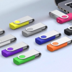 Set 10 stick-uri de memorie USB 2.0 de 2GB, memorie flash portabilă cu șnururi de gât incluse, carcasă pivotantă metalică 360°, Negru - Img 4